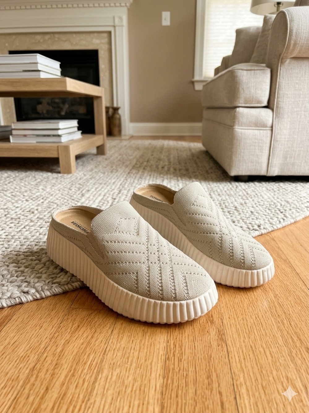 Sonoma Knit Platform Mules in Light Beige